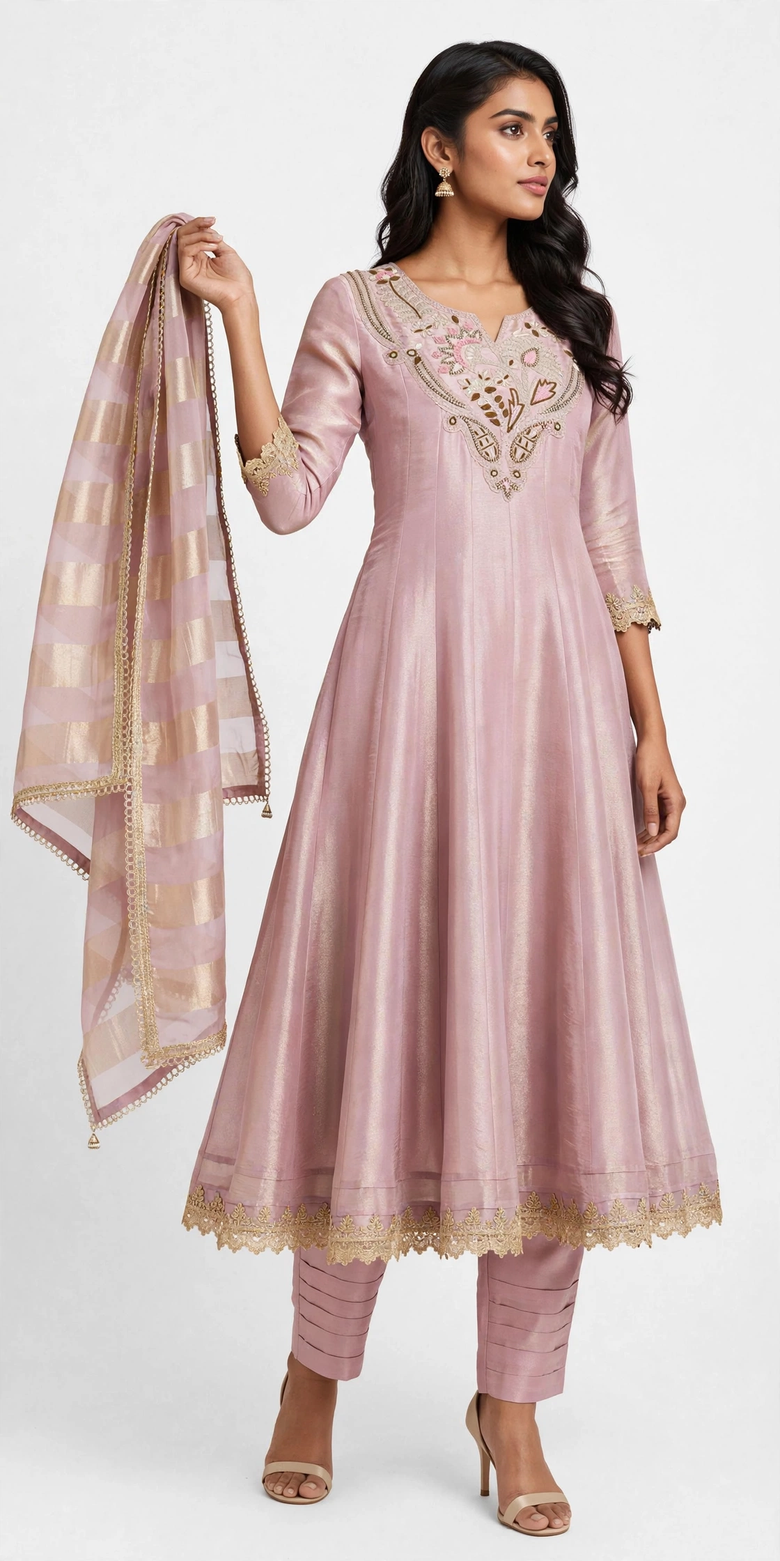 Viscose Rassion Tissue Suit with Organza Dupatta